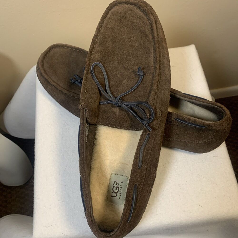 UGG Men's Chester Slippers Suede Slip On Loafer Moccasin Chocolate Size 17